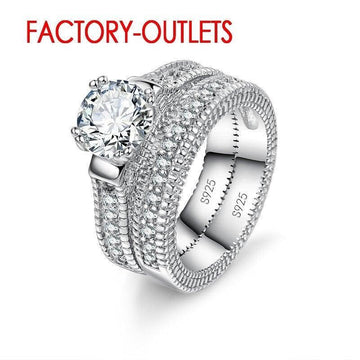 Romantic Silver Colour AAA+ Cubic Zirconia Diamonds Prong Setting Wedding Ring - The Jewellery Supermarket